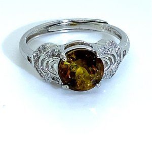 Sphene 2.00ct White Gold Finish Solid Silver Ring